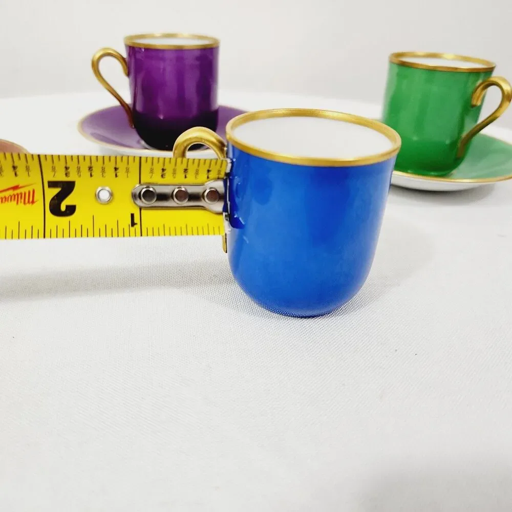 Bing Grondahl Denmark Confetti Espresso Cups Saucers Set 4 Multi Harlequin Gold